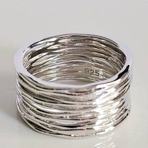 Thick Ring, Sterling Silver Women Ring, 925 Stamped, Woven Ring, Thumb Wide Band